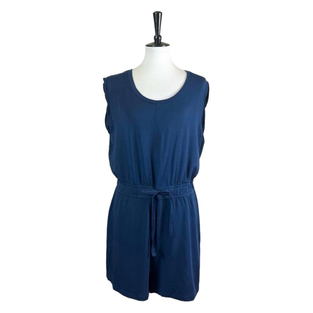 Lou & Grey Women’s Romper Pockets Sleeveless Ponte Knit Navy Blue Size Large